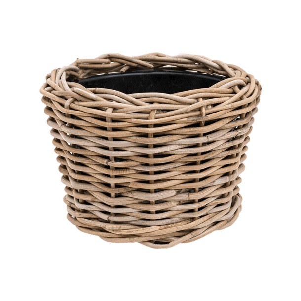 Drypot Rattan /med plastikindsats 27/20 cm Med indsats, system, spagnum og barkflis