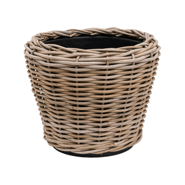 Drypot Rattan /med plastikindsats 36/28 cm Tom krukke med indsats