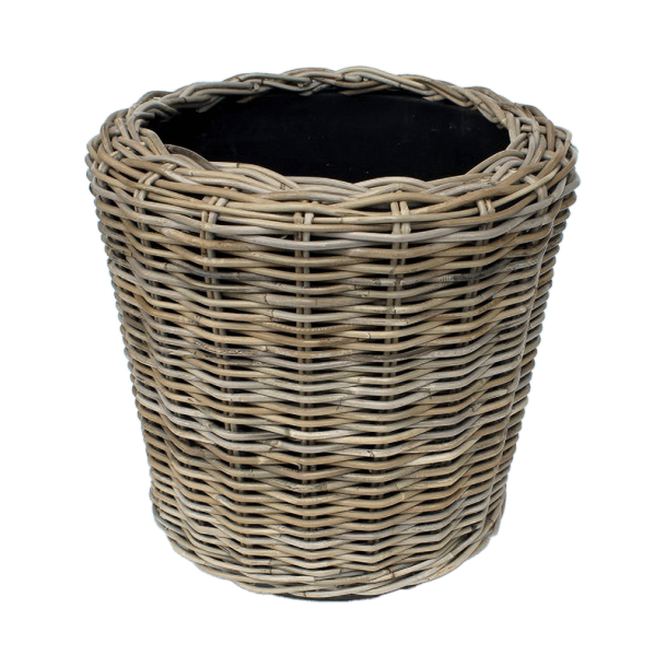 Drypot Rattan /med plastikindsats &Oslash;42/44 cm Med indsats, system, spagnum og barkflis