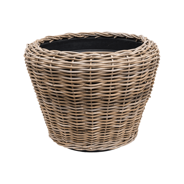 Drypot Rattan /med plastikindsats 65/50 cm Tom krukke med indsats