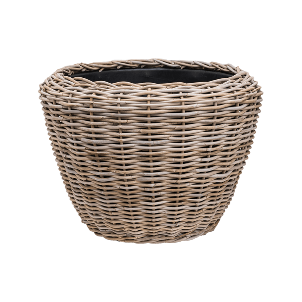 Drypot Rattan /med plastikindsats 80/62 cm Med indsats, system, spagnum og barkflis